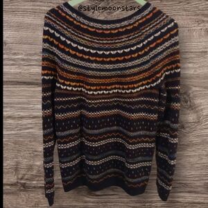 Bass Multicolor Patterned Jaquard Fair Isle Knit Women's Sweater Size M